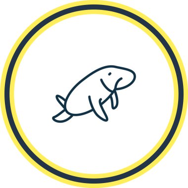 Deniz ineği ikonu çizgisinin vektör çizimi. Güzel hayvanat bahçesi elementi aynı zamanda deniz ayısı simgesi olarak da kullanılabilir.