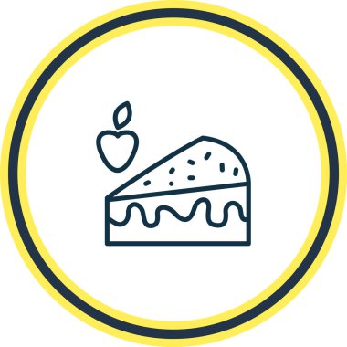 Pasta ikonu çiziminin vektör çizimi. Güzel gurme öğesi tatlı simgesi olarak da kullanılabilir.