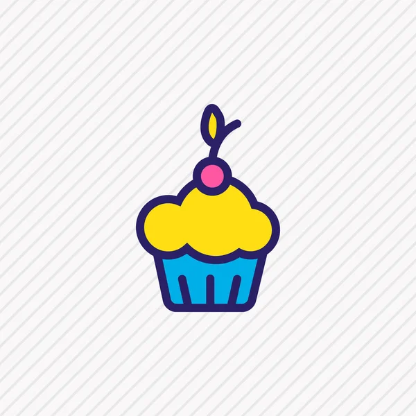 Ilustración vectorial de la línea de color icono muffin. Hermoso elemento de celebración también se puede utilizar como elemento icono cupcake. — Vector de stock