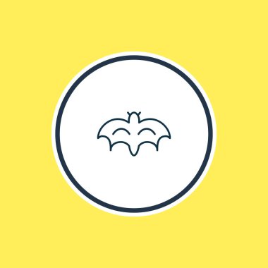 Yarasa simgesi çizgisinin vektör illüstrasyonu. Güzel zooloji öğesi aynı zamanda ürkütücü simge ögesi olarak da kullanılabilir.