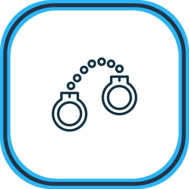 Kelepçe ikon çizgisi çizimi. Güzel adalet unsuru tutuklama simgesi olarak da kullanılabilir.