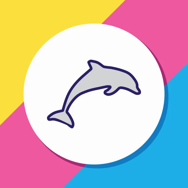 Vector illustration of dolphin icon colored line. Beautiful tourism element also can be used as fin icon element. — Stock Vector
