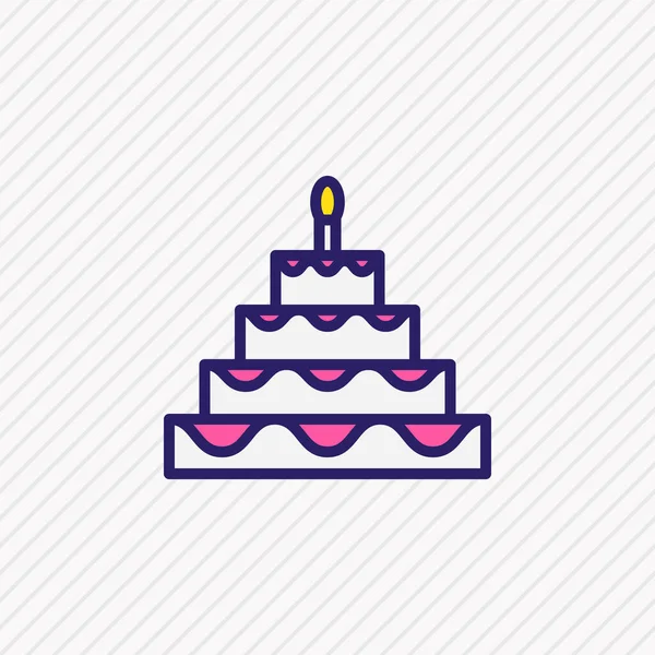 Illustration av födelsedagstårta ikon färgad linje. Vacker bankett element kan också användas som dessert ikonen element. — Stockfoto