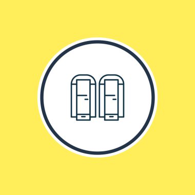 Tuvalet kabini ikon hattının vektör çizimi. Güzel tuvalet ögesi halka açık wc simgesi olarak da kullanılabilir.