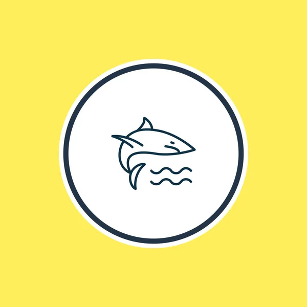 Ilustracja wektorowa linii ikon rekina. Piękny element morski może być również stosowany jako element ikony fin. — Wektor stockowy