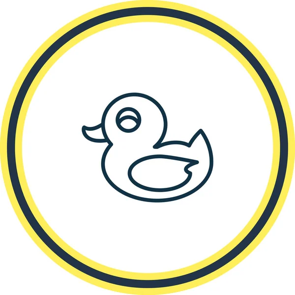 Illustration vectorielle de la ligne d'icône de canard en caoutchouc. Bel élément bébé peut également être utilisé comme élément icône de jouet de douche. — Image vectorielle