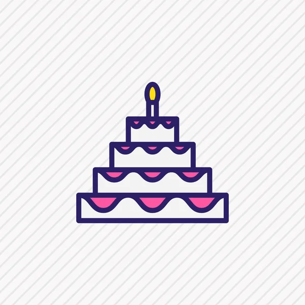 Illustration vectorielle de la ligne colorée icône gâteau d'anniversaire. Bel élément de fête peut également être utilisé comme élément icône de dessert. — Image vectorielle