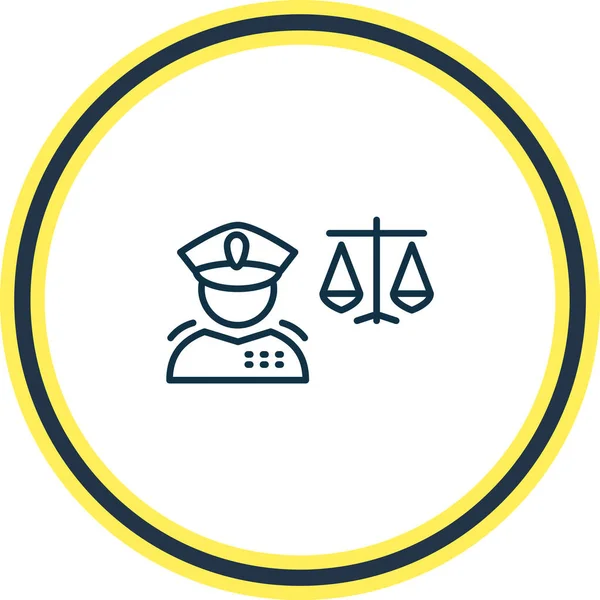 Vektorová ilustrace linie ikon vojenského práva. Krásný prvek justice může být také použit jako ikona admirála. — Stockový vektor