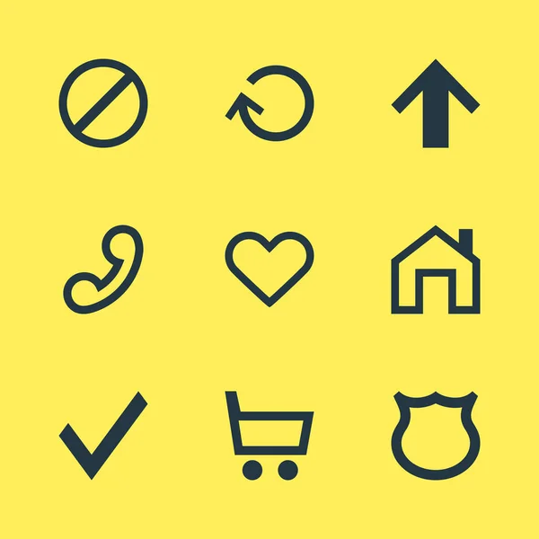 Abbildung von 9 Benutzersymbolen. editierbares Set von Trading Warenkorb, Homepage, Up und anderen Symbolelementen. — Stockfoto