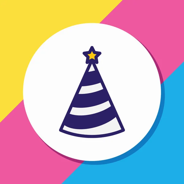 Ilustração vetorial do ícone do chapéu do partido linha colorida. Elemento de festa bonita também pode ser usado como elemento ícone cap. —  Vetores de Stock
