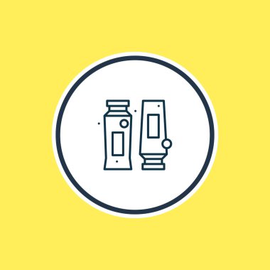 Vector illustration of shampoo with conditioner icon line. Beautiful toilet element also can be used as bottle icon element.