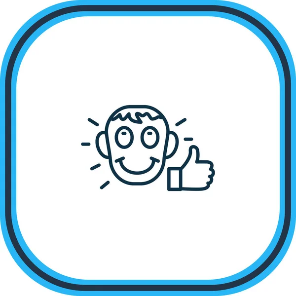 Illustration of satisfied icon line. Beautiful emoticon element also can be used as approval icon element. — Stock Photo, Image