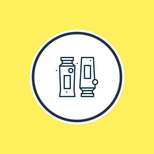 Ilustrace šamponu s ikonou kondicionéru řádku. Krásný wc prvek lze také použít jako ikonu lahve. — Stock fotografie