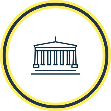 Hükümet ikon hattının vektör illüstrasyonu. Güzel bir hukuki unsur meclis simgesi olarak da kullanılabilir.