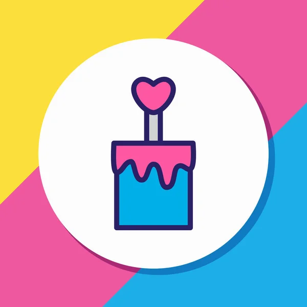 Illustration vectorielle de la ligne de couleur icône gâteau. Bel élément de passion peut également être utilisé comme élément icône de dessert. — Image vectorielle