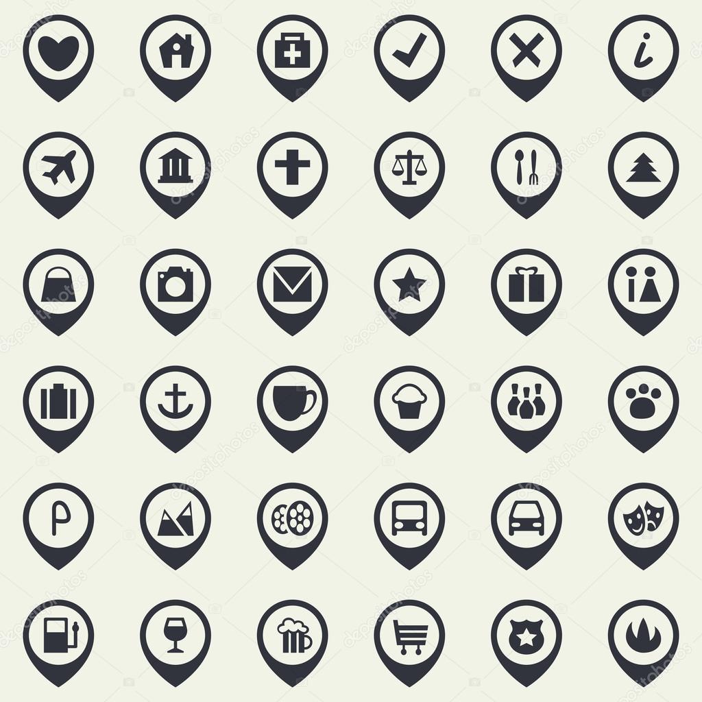Vector illustration of set of map location marker icons