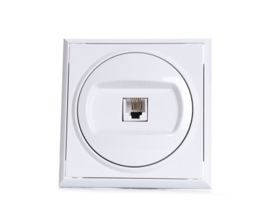  Elektrik plakalı beyaz arka plan üzerinde izole. TV ve telefon.