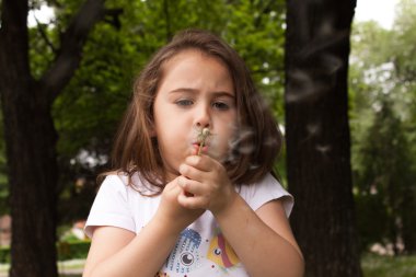 küçük kız üfleme karahindiba