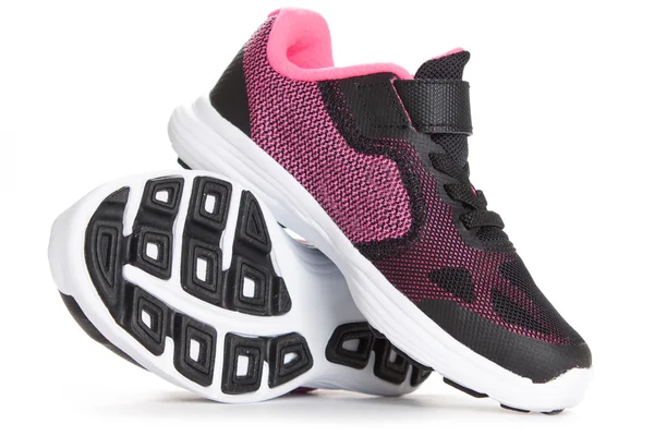 Pair of pink and black sport shoes on white background — Stock Photo, Image