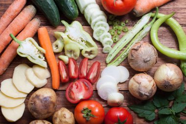 eski ahşap arka plan yükü sebze çekimi kapat