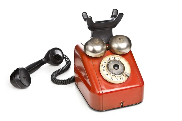 Vintage red telephone isolated on white background — Stock Photo, Image