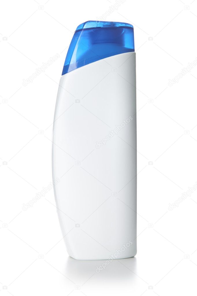 White flacon with dark blue cover  on white