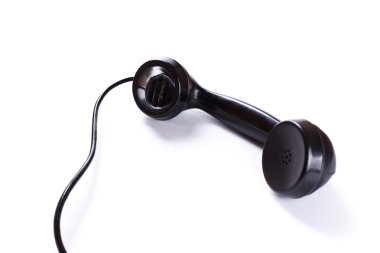 Beyaz arka planda siyah telefon ahizesi