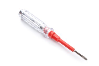 Kırmızı Tornavidalar şeffaf idare çelik beyaz izole kafa