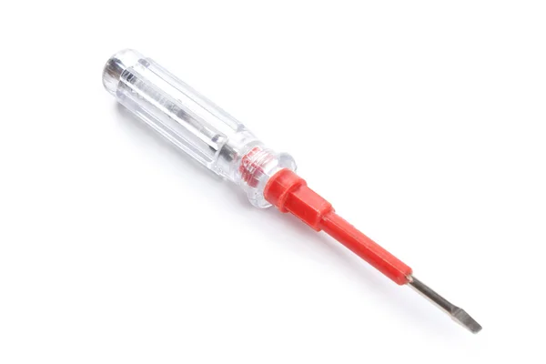 Kırmızı Tornavidalar şeffaf idare çelik beyaz izole kafa