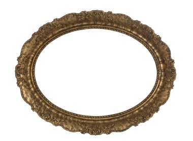 Beyaz arkaplanda izole edilmiş antika altın çerçeve