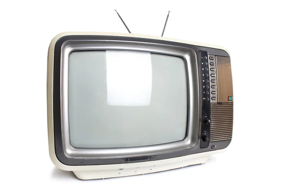 Oude tv geïsoleerd met uitknippad. — Stockfoto