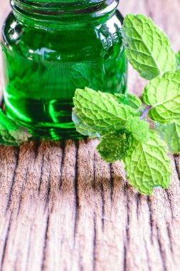 Bir tablo üzerinde taze nane