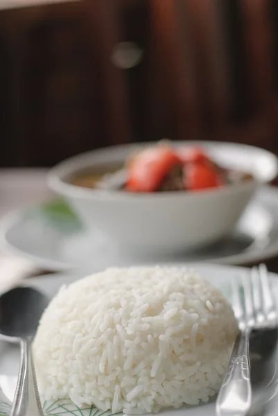 Tayland Mutfağı-tom kha kai-tavuk Hindistan cevizi sütü çorbası — Stok fotoğraf