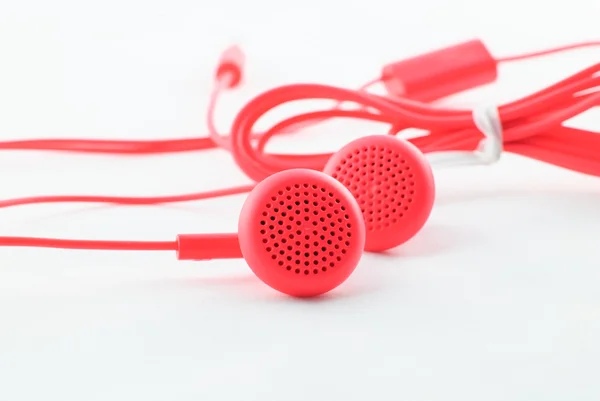 Red wired headphones — Stock Photo, Image