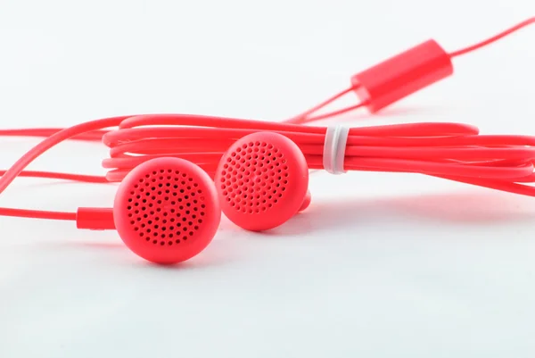 Red  wired headphones — Stock Photo, Image