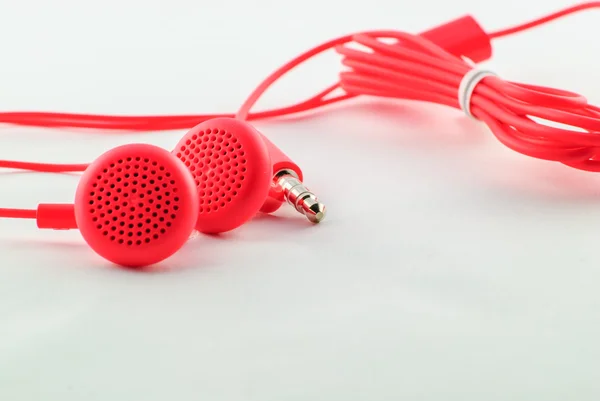 Red wired headphones — Stock Photo, Image