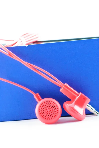 Red wired headphones — Stock Photo, Image