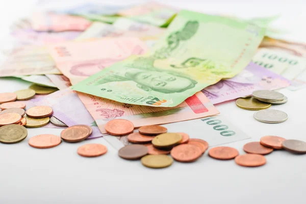 Tajski pieniądze banknotów i monet Obrazek Stockowy