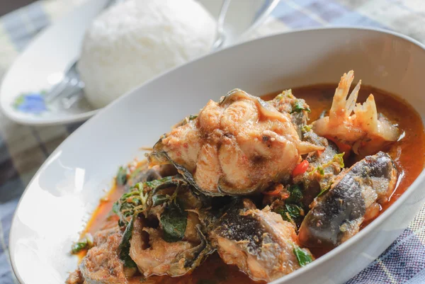 Santed manger du poisson avec de la pâte de piment — Photo