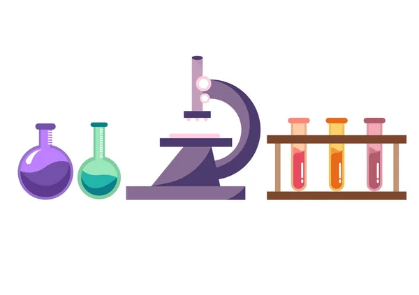 Ilustración Del Equipo Laboratorio Sobre Tema Química Con Tubos Ensayo — Vector de stock