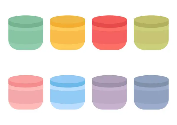 Coleção Desenhos Potes Pequenos Coloridos Para Embalagem Gel —  Vetores de Stock