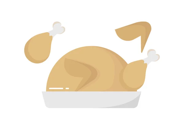 Ilustrasi Ayam Goreng Atau Ayam Panggang Dengan Kombinasi Warna Coklat - Stok Vektor