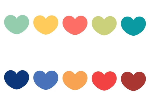Basit Tasarımları Güzel Renkleri Olan Renkli Kalp Çizimleri Koleksiyonu — Stok Vektör