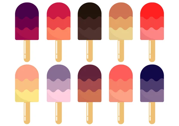 Дизайн Мороженого Различными Вкусами Яркими Цветами Сладкими Цветами — стоковый вектор