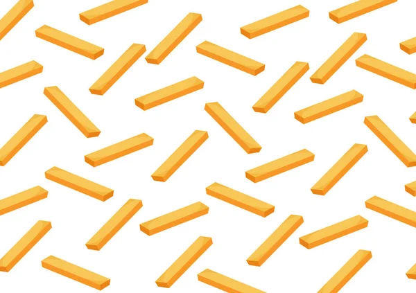 French Fries Ontwerp Achtergrond Goudgele Kleur Witte Achtergrond — Stockvector