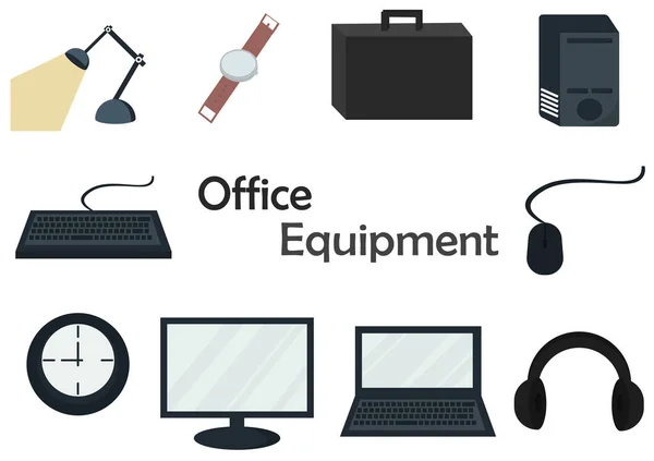 Illustration Collection Office Equipment Several Electronic Equipment Combined — Archivo Imágenes Vectoriales