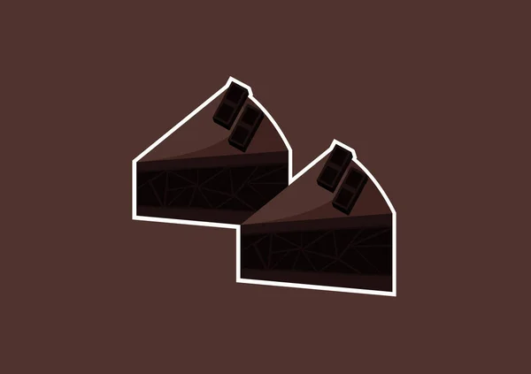 Illustration Piece Chocolate Cake Sweet Delicious Mix Light Chocolate Dark — 스톡 벡터