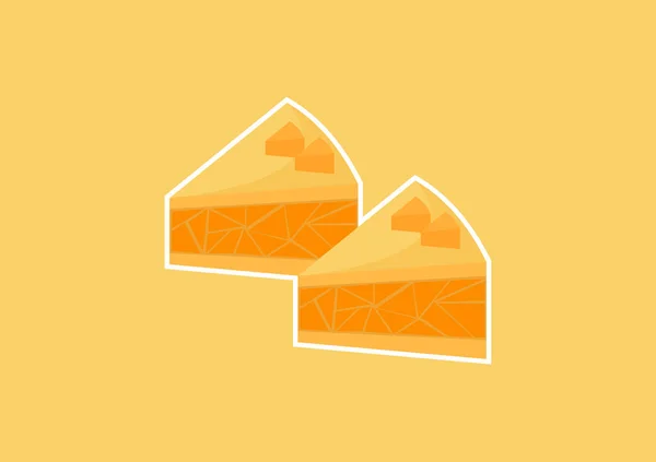 Απεικόνιση Μιας Φέτας Cheesecake Ένα Γλυκό Και Νόστιμο Κίτρινο Χρώμα — Διανυσματικό Αρχείο
