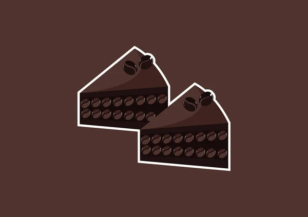 Illustration Slice Coffee Cake Sweet Delicious Mix Light Chocolate Dark — Archivo Imágenes Vectoriales