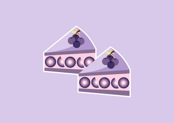 Illustration Slice Blueberry Cake Sweet Fresh Mix Purple Dark Purple — 스톡 벡터